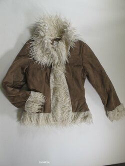 Hnědá semišová bunda s chlupem hnědá secondhand Hnědá semišová bunda s chlupem hnědá secondhand