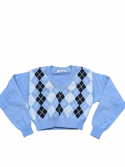 Světle modrý svetr se vzorem pro kluky secondhand Shein Světle modrý svetr se vzorem pro kluky secondhand Shein