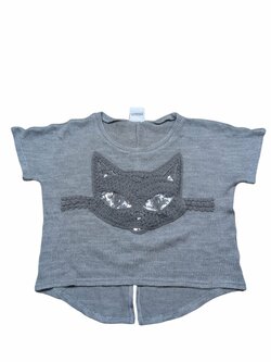 Šedé svetrové triko s kočičkou pro holky secondhand Yigga Šedé svetrové triko s kočičkou pro holky secondhand Yigga